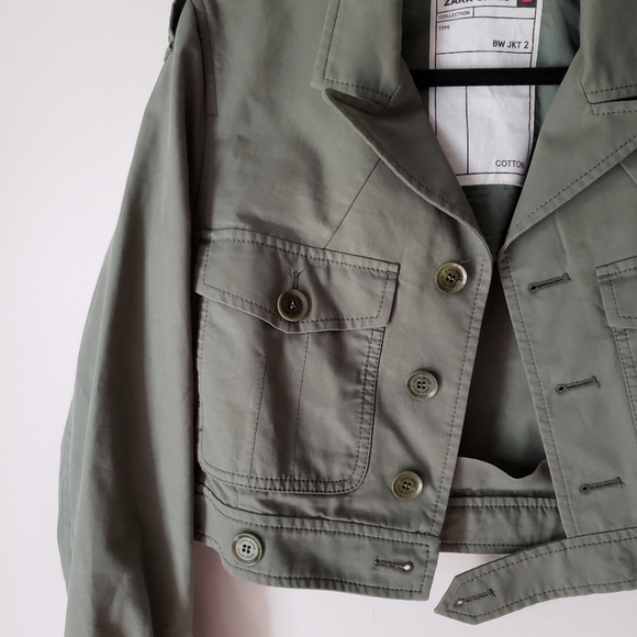 Zara SRPLS Army Green Crop Embroidered Jacket L - Picture 3 of 8